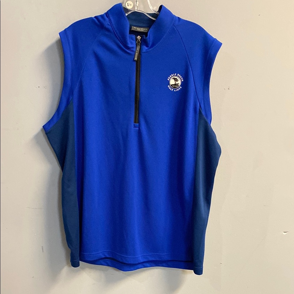 Royal Blue Pebble Beach Golf vest with Half-Zip and Mock Neck